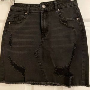 Black denim skirt